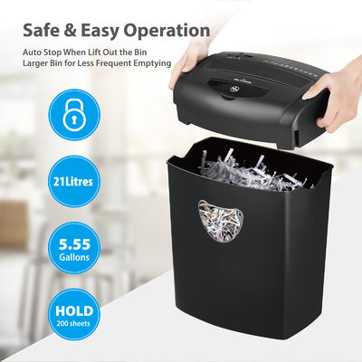 CD218P 5.55 galones máquina de destrucción de papel 10 hojas de papel triturador con protección de sobrecarga inversa