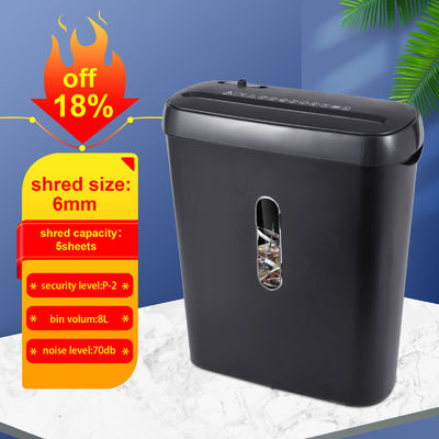 S636B Trituradora de papel cortado en tiras de 6 hojas A4 mini trituradora para usuario de oficina en el hogar con contenedor de 8L